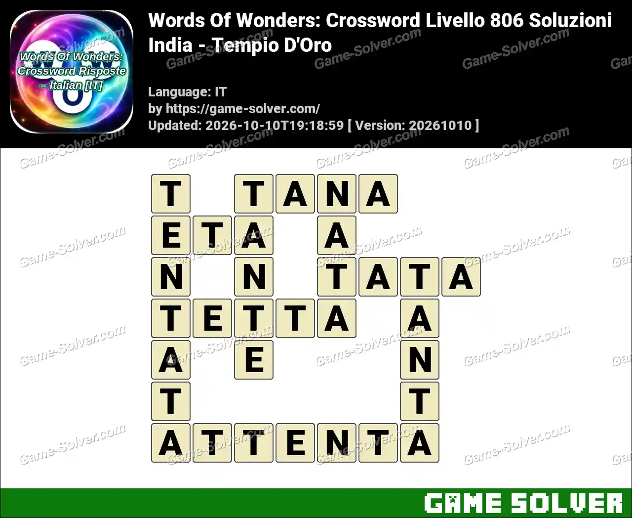 Words Of Wonders: Crossword Livello 806 Soluzioni – India – Tempio D’Oro
